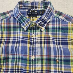 POLO RALPH LAUREN Boy's Multicolored Plaid Button-Down‎ Short Sleeve Shirt 18-20